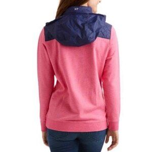 Vineyard Vines Shep Pink Blue Quilted Snap Pullover with Hood